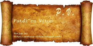 Patócs Vitus névjegykártya